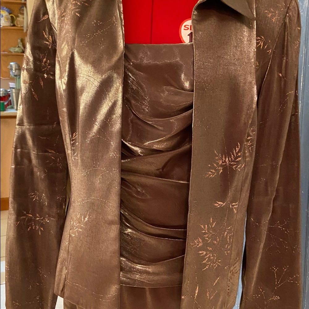 Size 14. Brown/Gold shimmer 2 piece formal.  EUC